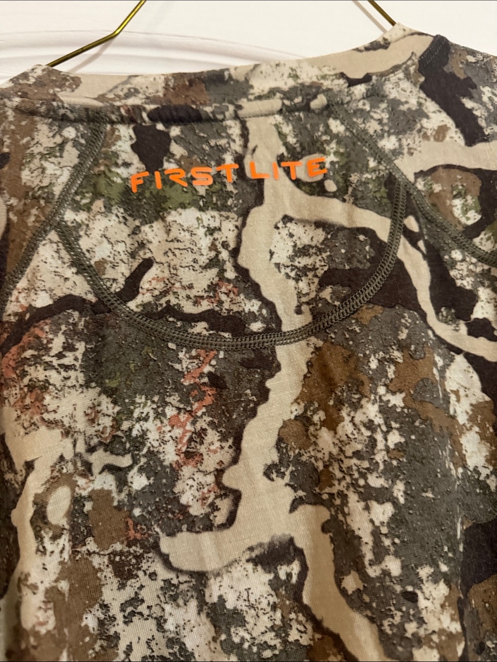 First Lite Men's Camo Long Sleeve Performance Top - Olive, Brown, Tan - Picture 6 of 7